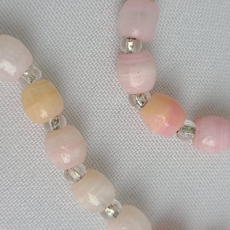 Vintage Pink Cotton Candy Quartz Beaded Necklace