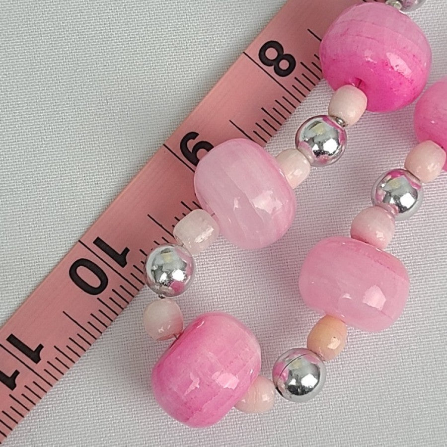 Vintage Pink Cotton Candy Quartz Beaded Necklace