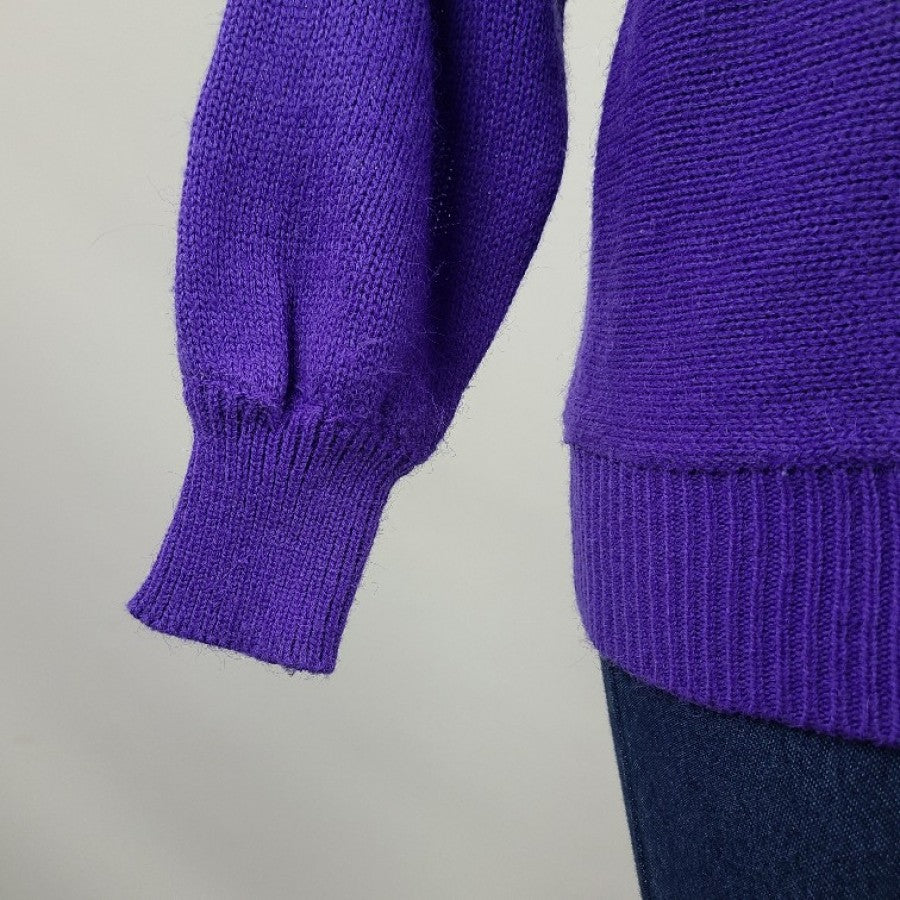 Vintage Impromptu Purple Sequined Flower Sweater Size M/L