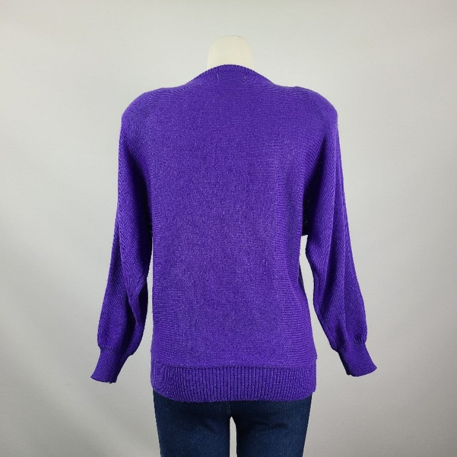 Vintage Impromptu Purple Sequined Flower Sweater Size M/L
