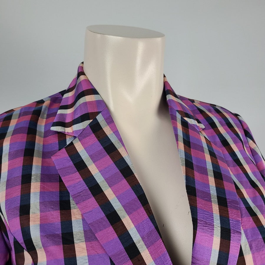 Vintage Purple Plaid Blazer Size XL