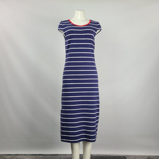 Blue & Red Striped Midi Dress Size M