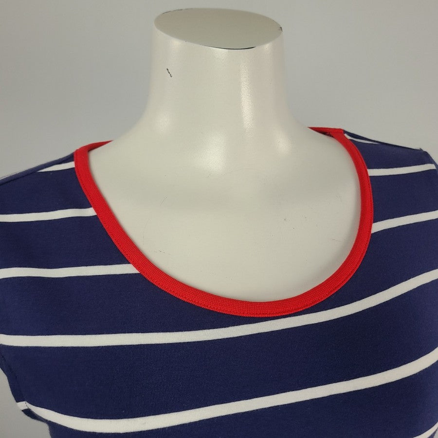 Blue & Red Striped Midi Dress Size M