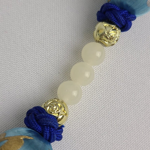 Vintage Blue Flower Beaded Necklace