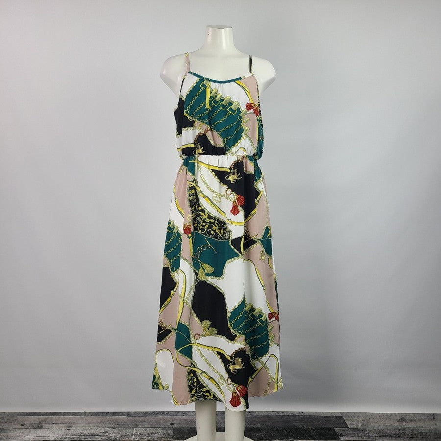 Shein Chain Print Midi Dress Size M