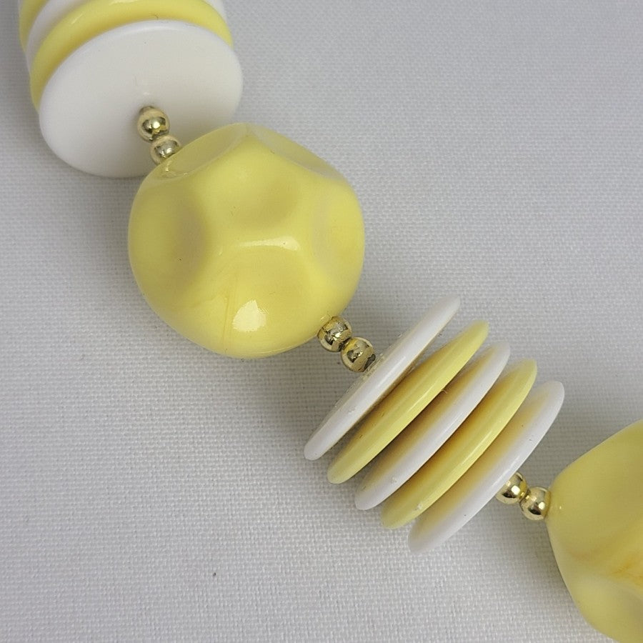 Vintage Yellow Necklace Chunky Beaded