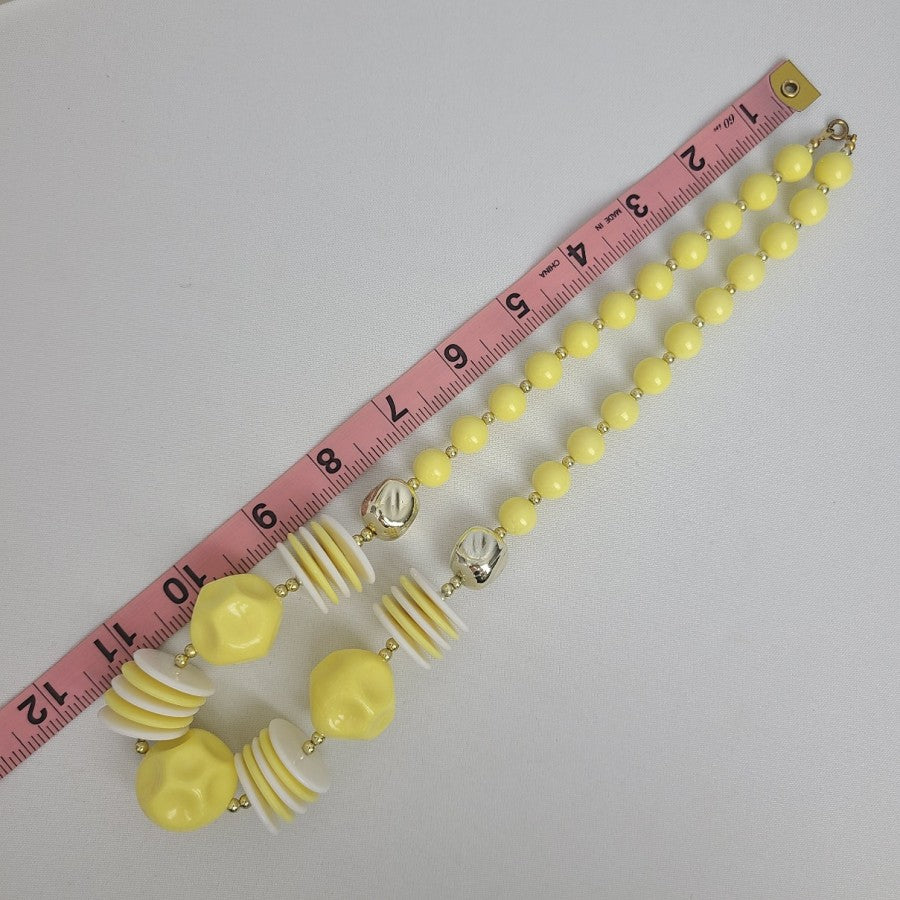 Vintage Yellow Necklace Chunky Beaded