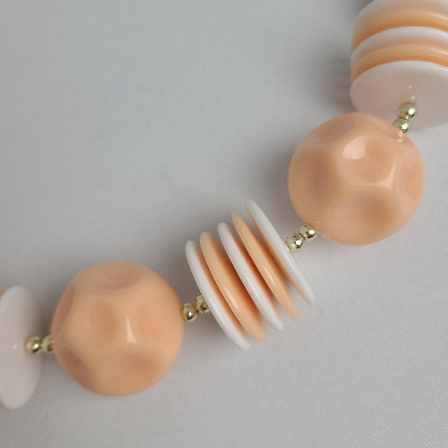 Vintage Peach Necklace Chunky Beaded