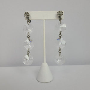 Vintage Glass Chandelier Clip On Earrings
