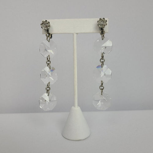 Vintage Glass Chandelier Clip On Earrings