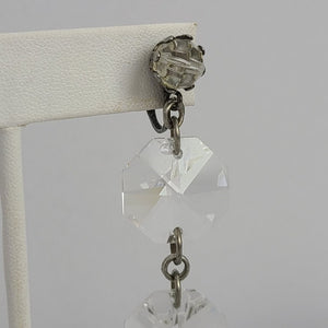 Vintage Glass Chandelier Clip On Earrings