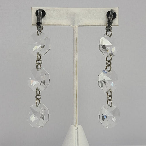 Vintage Glass Chandelier Clip On Earrings