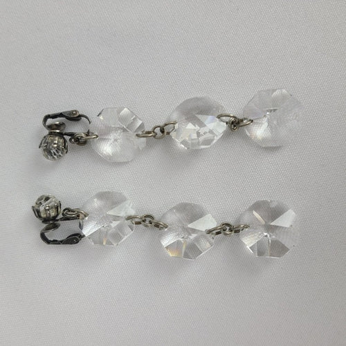 Vintage Glass Chandelier Clip On Earrings
