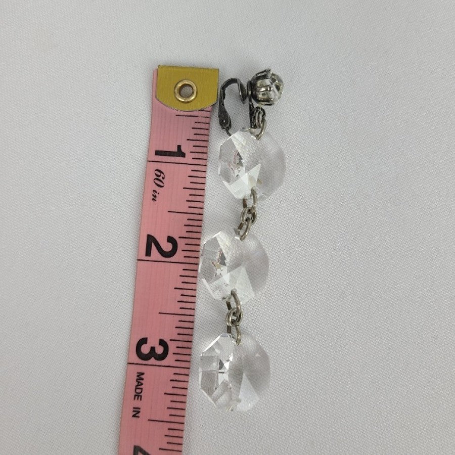 Vintage Glass Chandelier Clip On Earrings
