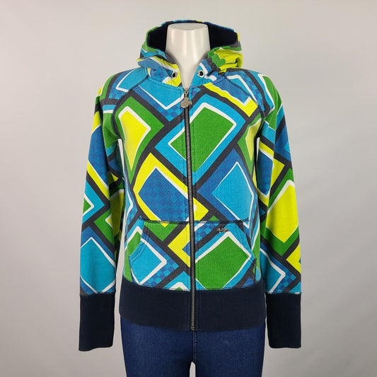 Cruel Girl Blue & Green Graphic Print Zip Up Hoodie Size S