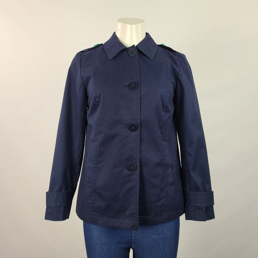 Talbots Petites Navy Short Trench Coat Size XS/S