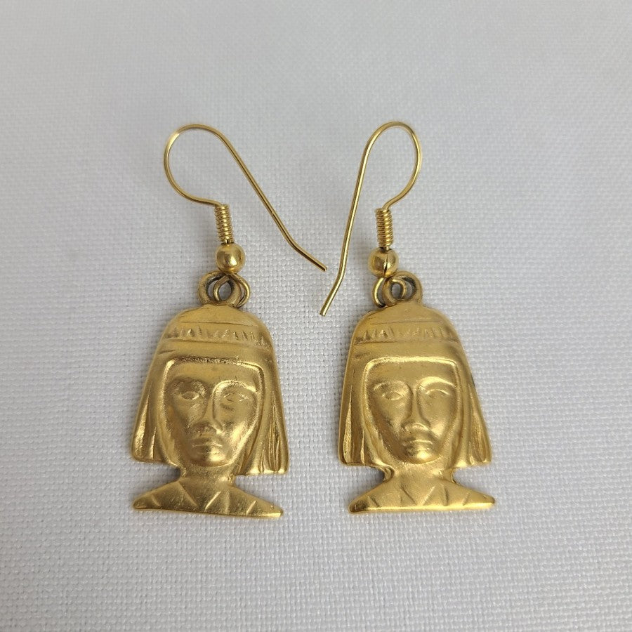 Vintage Pharaoh Egypt Brooch & Earring Set
