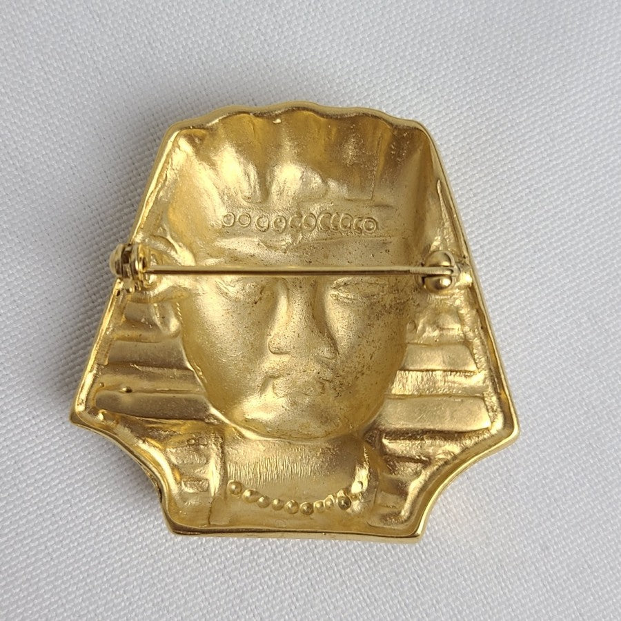 Vintage Pharaoh Egypt Brooch & Earring Set