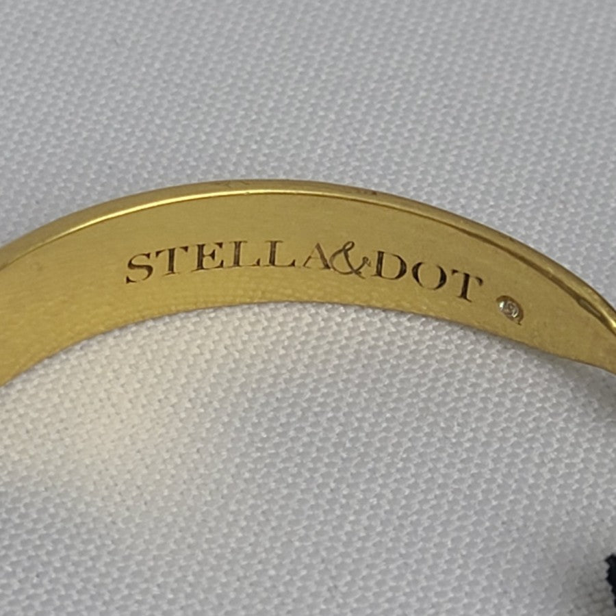 Stella & Dot Matt Gold Black Beaded Cuff Bracelet