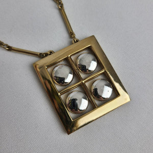 Vintage Artistry Necklace Gold Tone Square Pendant