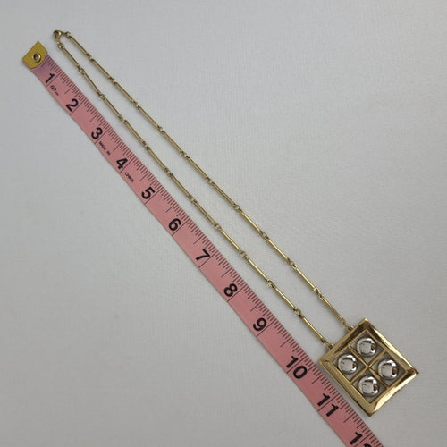Vintage Artistry Necklace Gold Tone Square Pendant