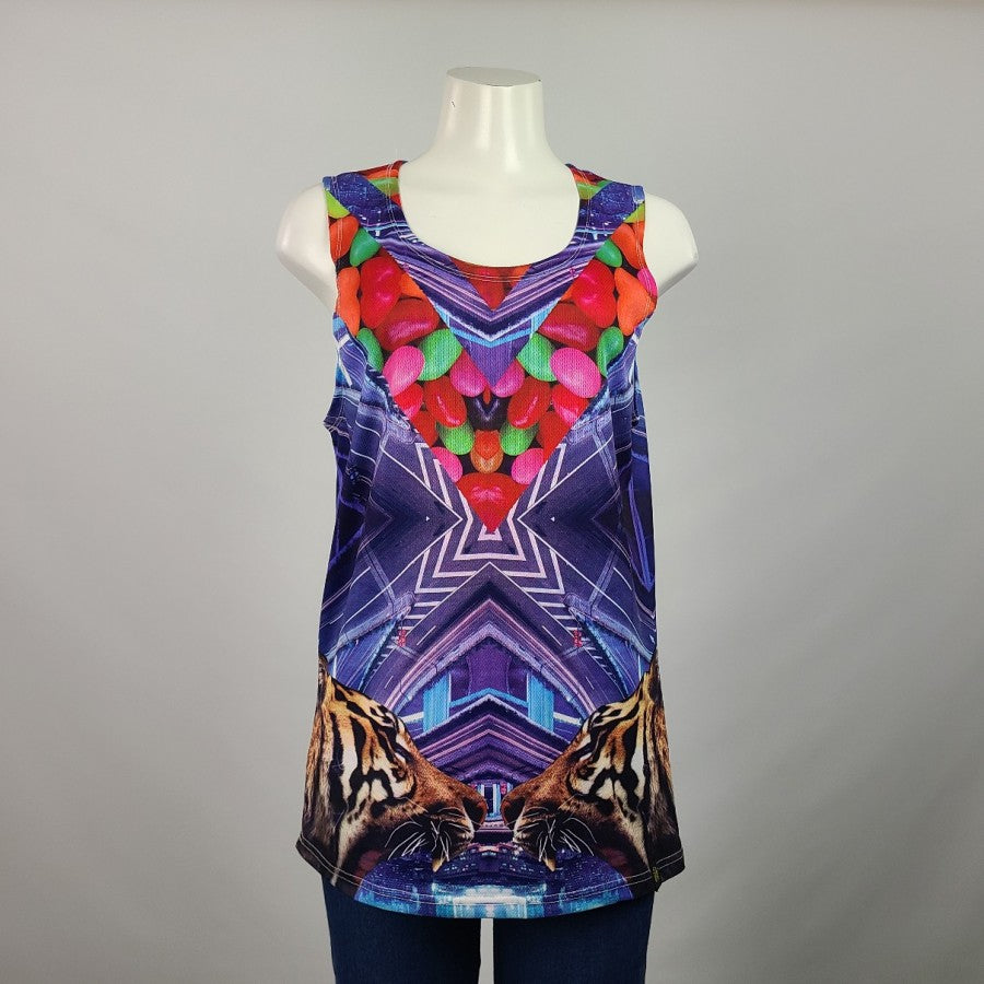 Jelly Bean Tiger Blue Tank Top Size S/M