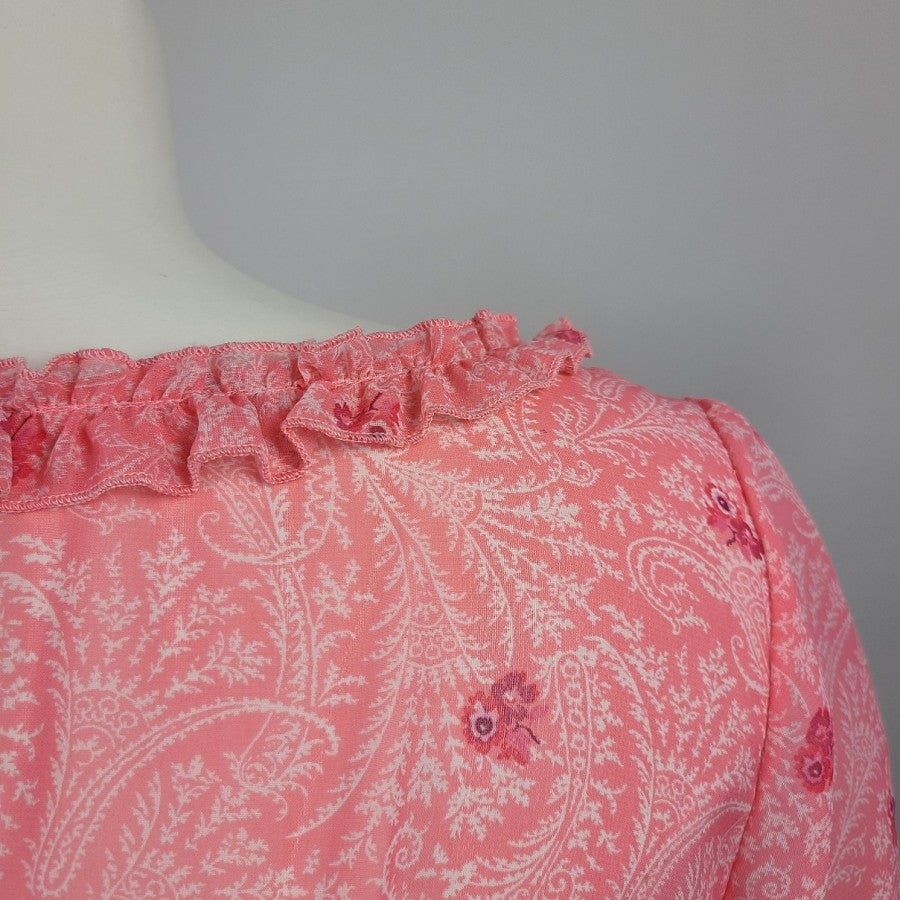 Wrangler Pink Floral Ruffle Button Front Top Size M