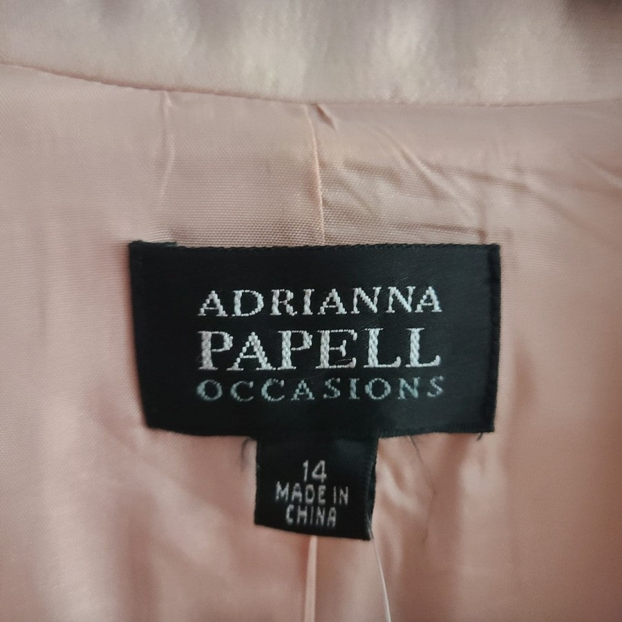 Adrianna Papell Occasions Pink Silk Dress & Blazer Size M