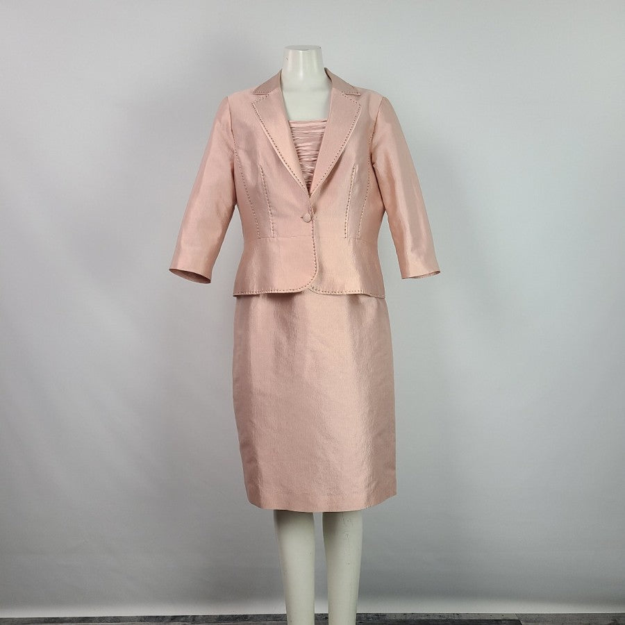 Adrianna Papell Occasions Pink Silk Dress Blazer Size M