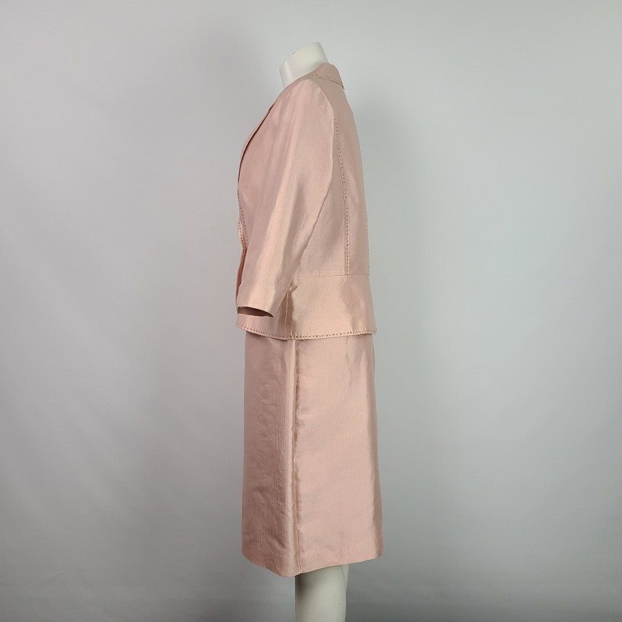 Adrianna Papell Occasions Pink Silk Dress & Blazer Size M