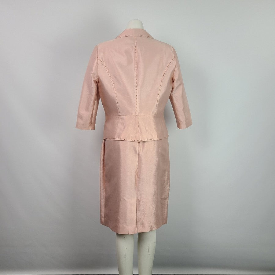 Adrianna Papell Occasions Pink Silk Dress & Blazer Size M