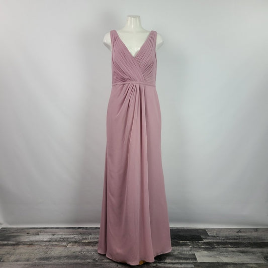 Davids Bridal Pink Long Chiffon Bridesmaids Dress Size M NWT Style F19585