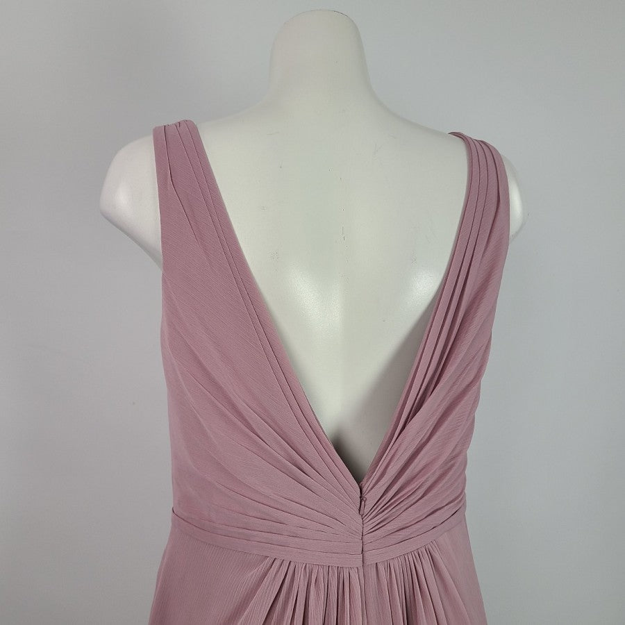 Davids Bridal Pink Long Chiffon Bridesmaids Dress Size M NWT Style F19585