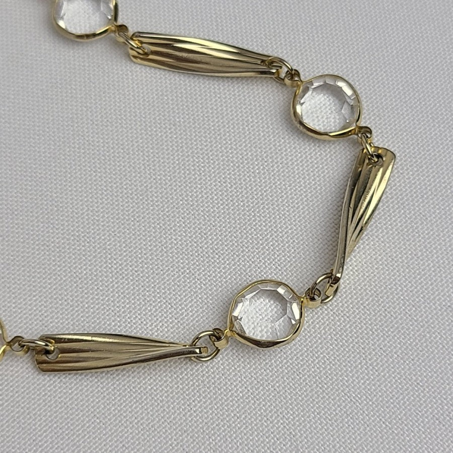Vintage Gold Tone Bezel Set Chain Necklace