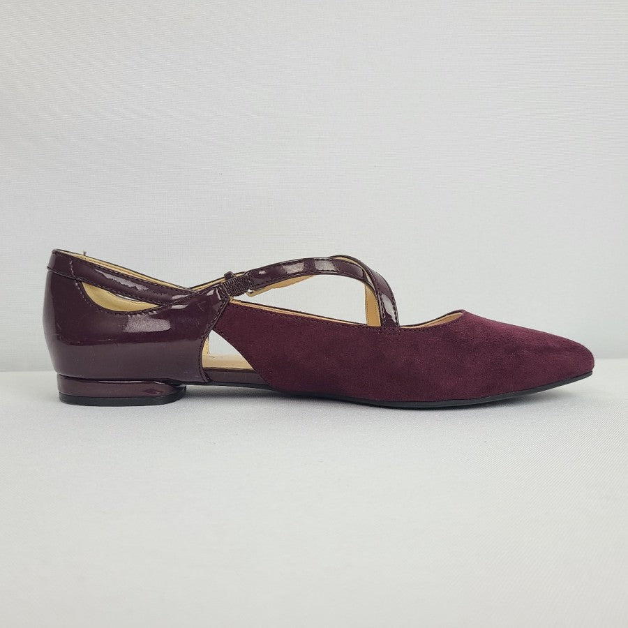 Nine West Burgundy Suede Pointed Toe Flat Shoes Size 6