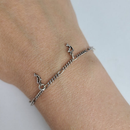 925 Sterling Silver Dolphin Chain Link Bracelet