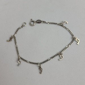 925 Sterling Silver Dolphin Chain Link Bracelet