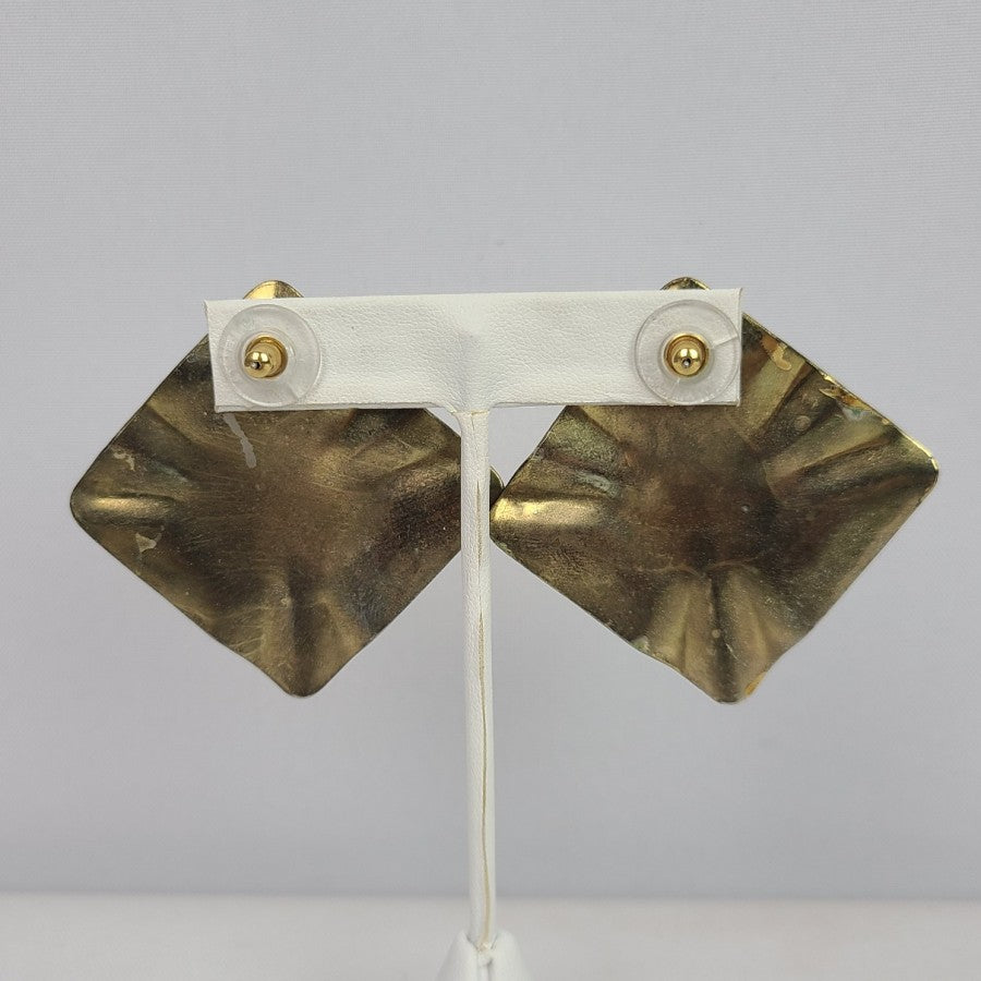 Vintage Carmel Brown Marble Oversize Stud Earrings