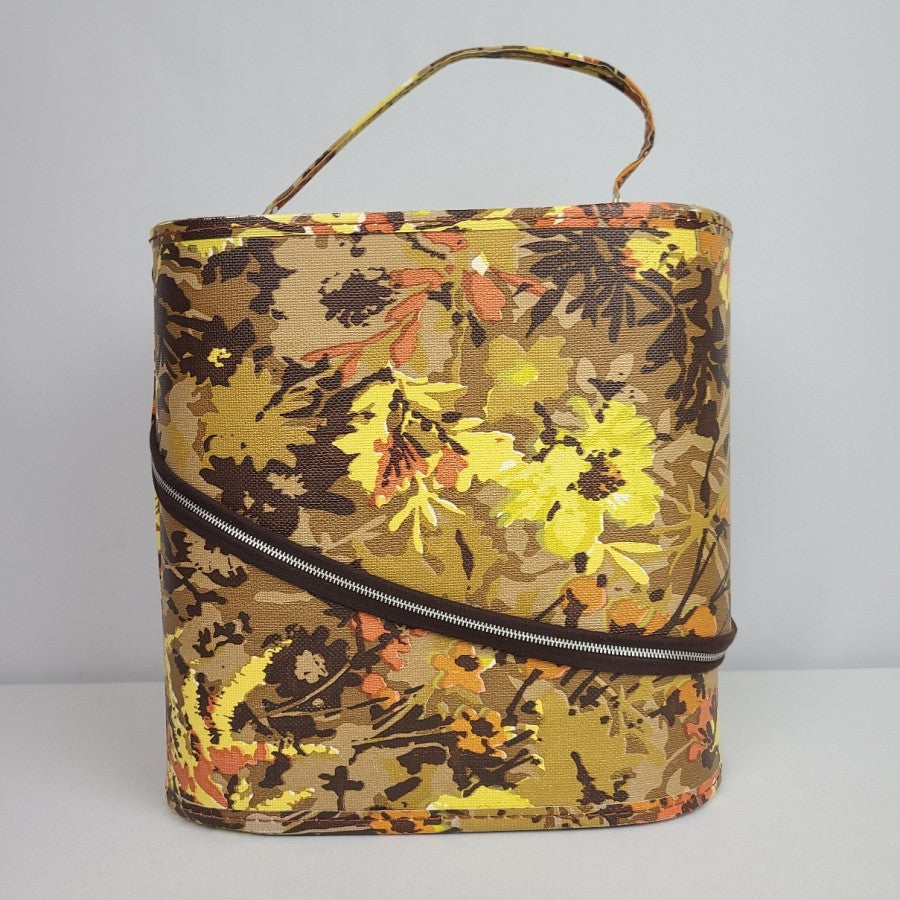 Vintage Yellow Floral Hat Wig Box
