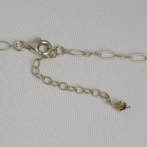 925 Sterling Silver Amber Glass Beaded Pendant Necklace