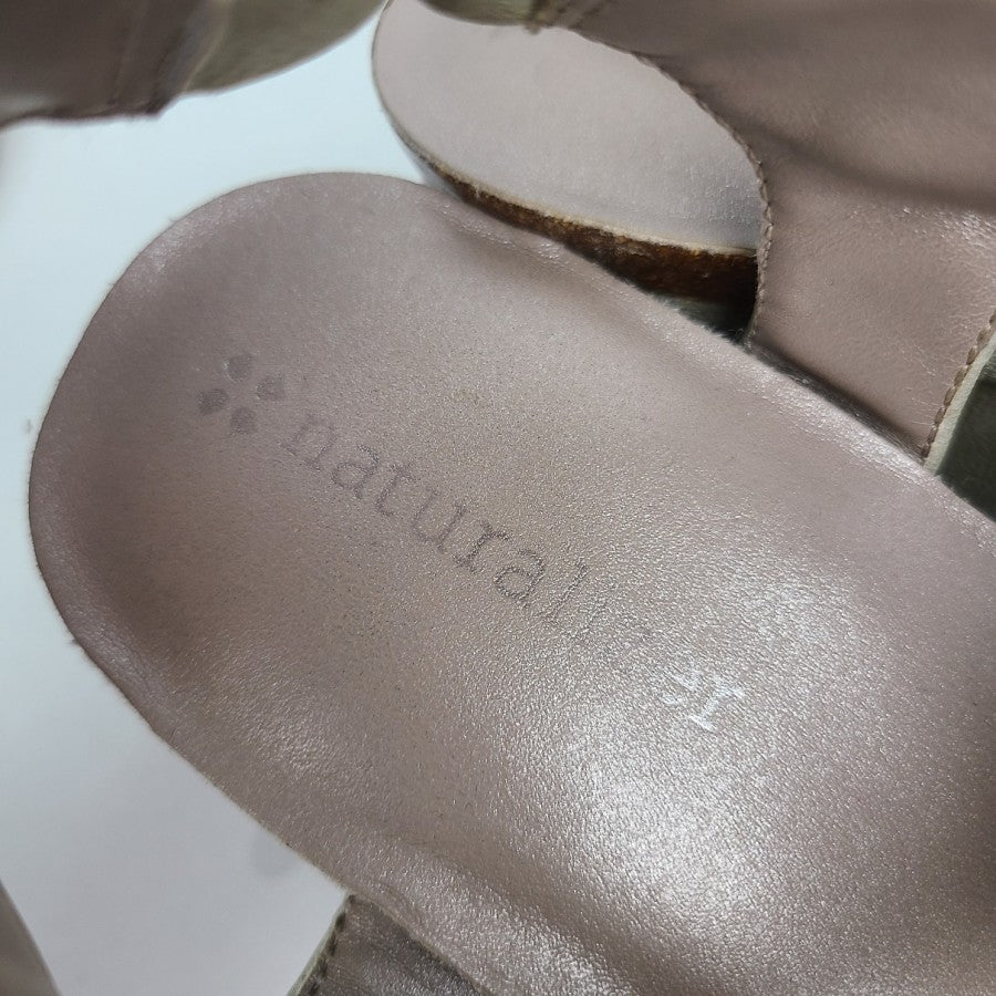 Naturalizer Rhett Grey Leather Wedge Sandals Size 9