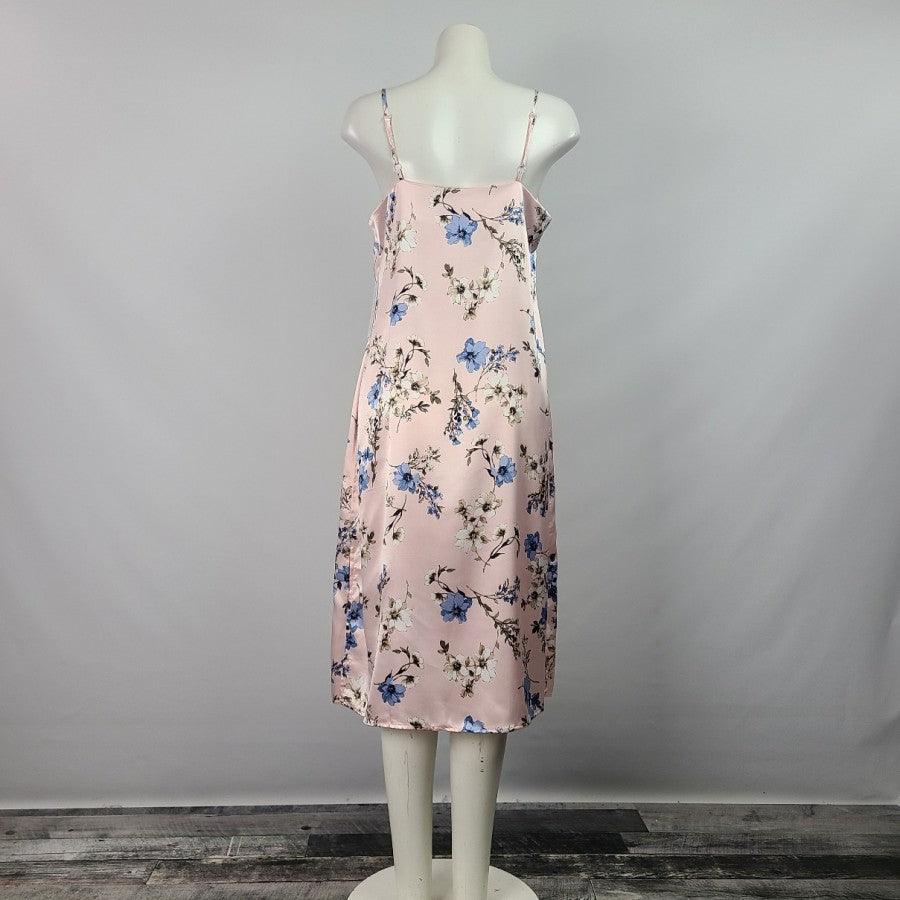 Emma & Michele Pink Floral Satin Slip Dress Size L