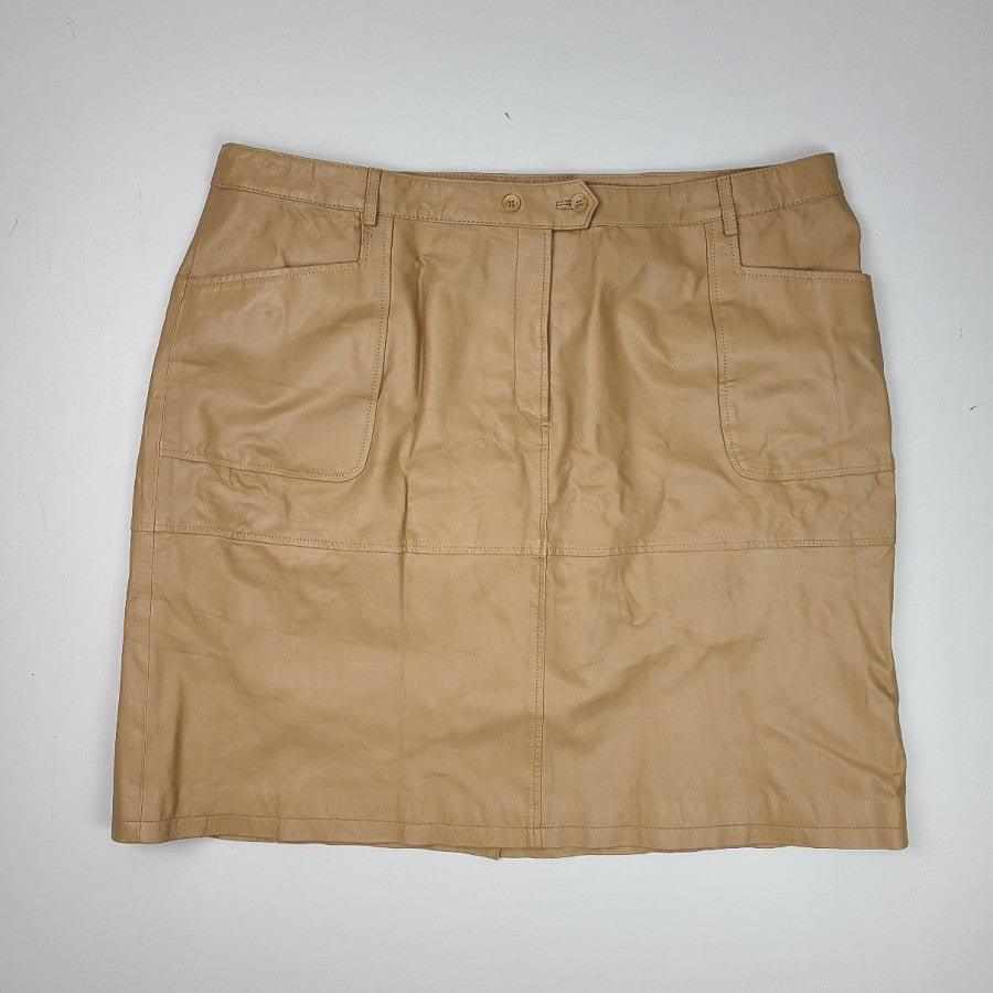 Jessica London Nude Brown Leather Skirt Size 22