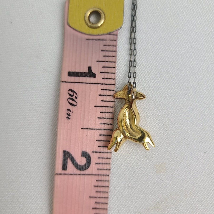 Vintage Sterling Gold Tone Dolphin Pendant Necklace