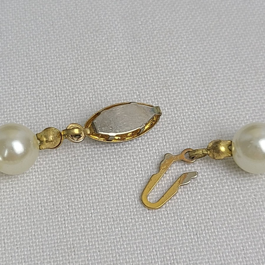 Vintage Glass Faux Pearl Long Necklace