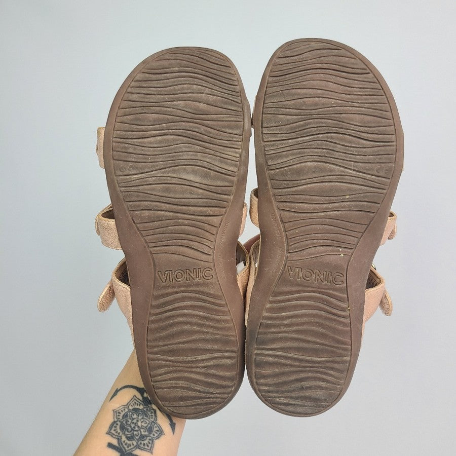 Vionic Metallic Pink Strappy Sandals Size 8