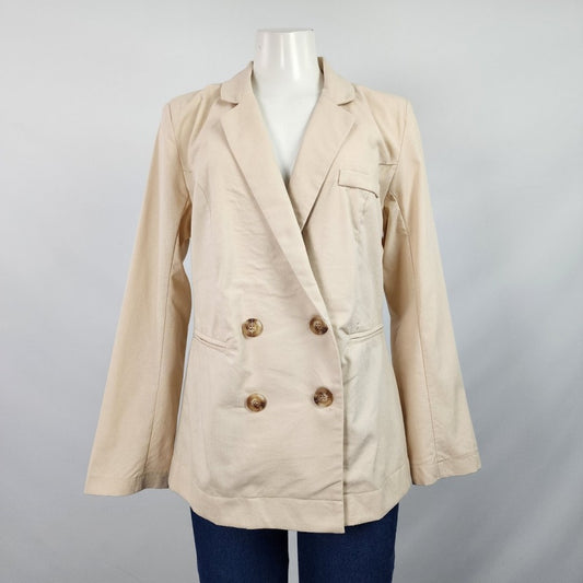 Heartloom Cream Linen Cotton Double Breasted Blazer Size M