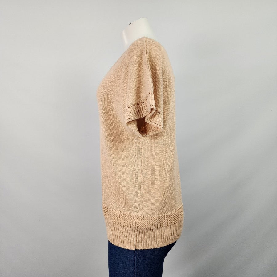 Joie Nude Cotton Knit Short Sleeve Sweater Size S