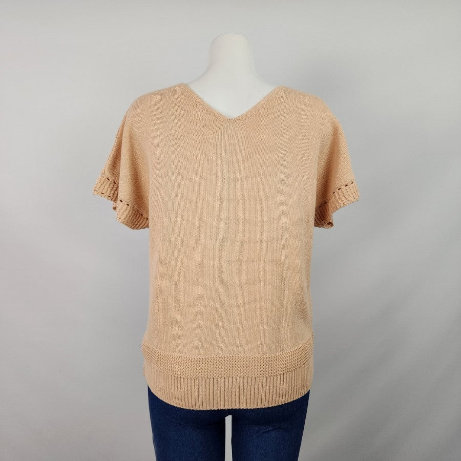 Joie Nude Cotton Knit Short Sleeve Sweater Size S