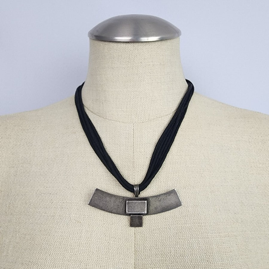 Kiam Family Silver Pendant Black Cord Necklace
